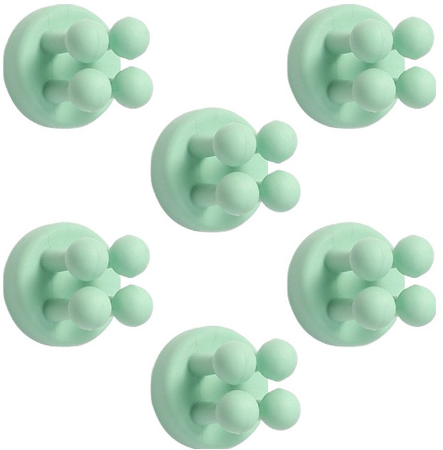 블럭마트 접착식 다용도 실리콘 칫솔 면도기걸이, 민트, 6개