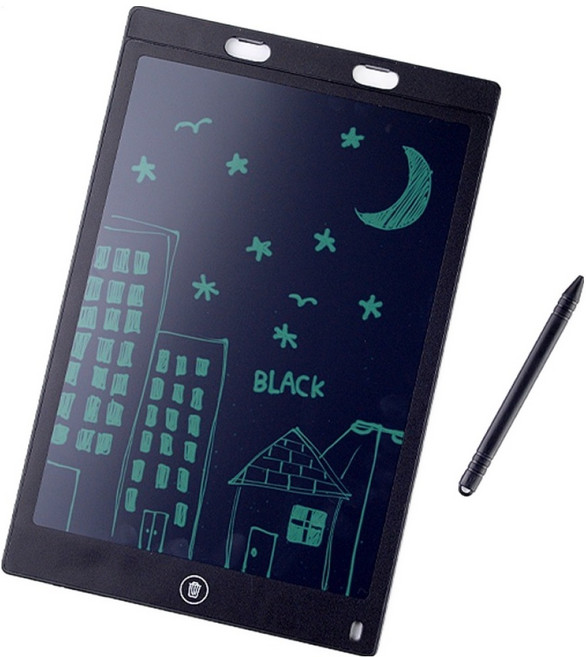 지니큐 전자노트 보드 칠판 드로잉패드 185 x 285 x 6 mm, LCD-K1200, 블랙