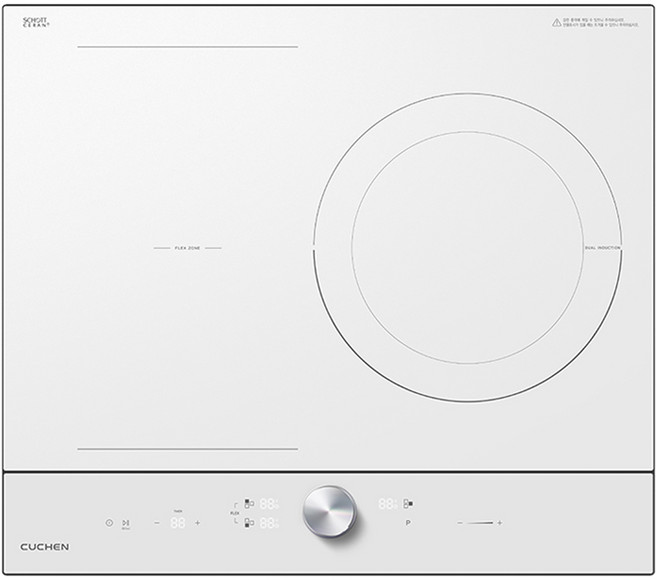 쿠첸 IH FLEX 대화구 올파워 쇼트 인덕션 3구 화이트 CIR-CW30KD0B1 + 인덕션 스탠드케이스 150mm 실버 프리스탠딩 CIR-EW33KD0B1 세트 방문설치