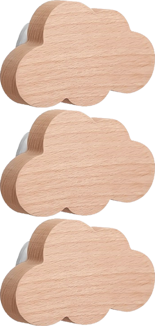 小麥購物 雲朵 實木掛鉤 G802 22g, 木色, 3個