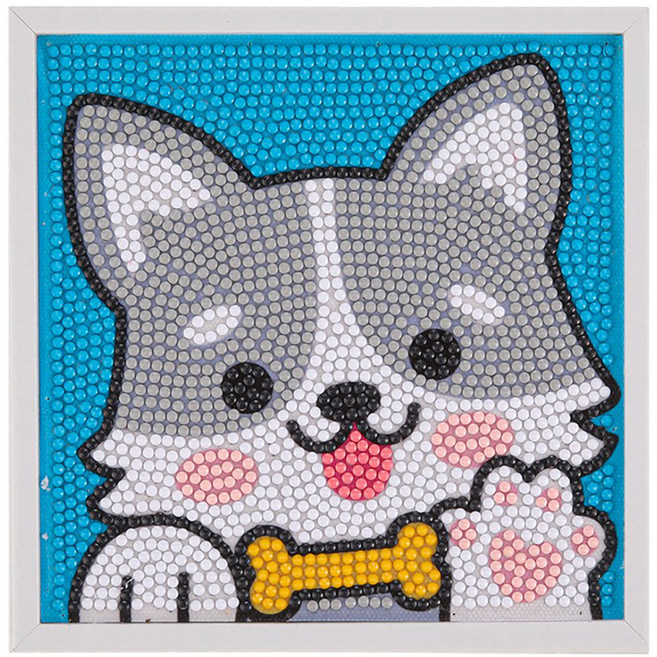 MYTOYS 액자형 귀여운 보석십자수 15 x 15 cm, 뼈다귀강아지, 1개