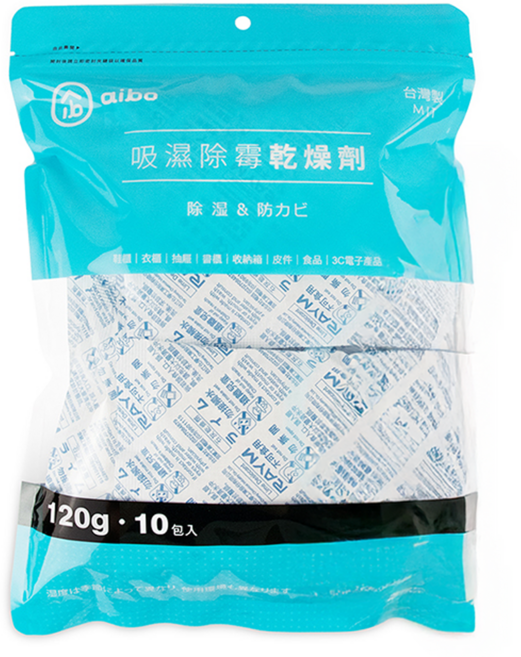 aibo 吸濕除霉乾燥劑 夾鍊袋裝 台灣製 10包, 1.2kg, 1袋