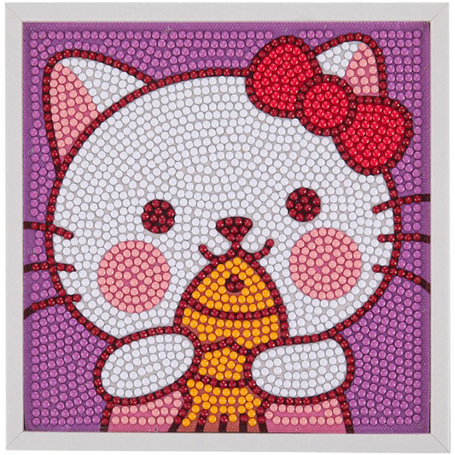마이토이즈 액자형 귀여운 보석십자수 15 x 15 cm, 붕어빵 고양이, 1개