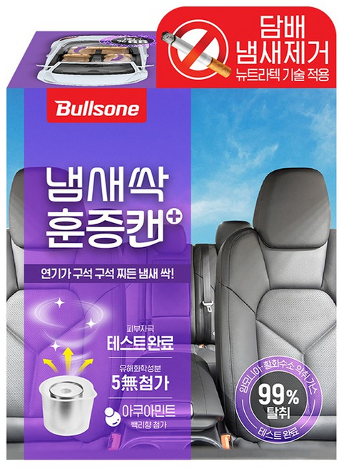 불스원 냄새싹 훈증캔 플러스 담배냄새 제거용 탈취제 아쿠아민트향, 5g, 1개