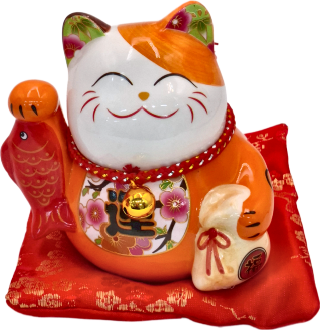 WANDU 瓦讀 五寶吉祥招財貓 955-32E, 橘色