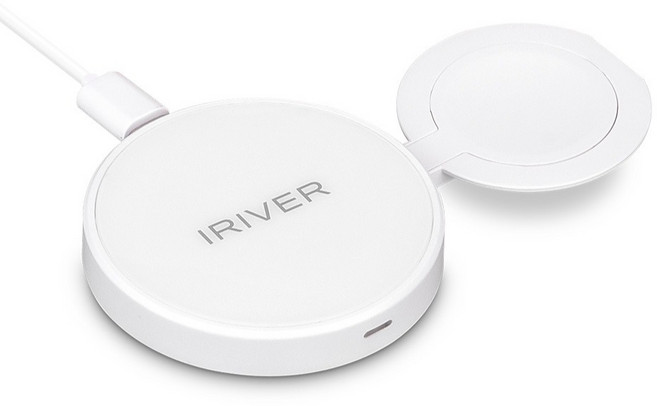 아이리버 마그네틱 15W 2in1 무선 고속 충전기, 1개, 화이트
