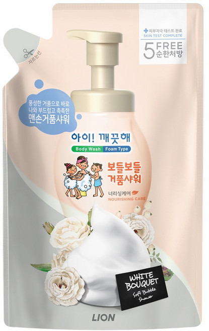 아이깨끗해 너리싱케어 보들보들 거품샤워 바디워시 리필 화이트 부케, 650g, 1개