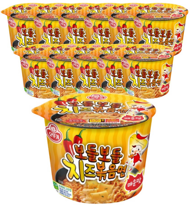 오뚜기 보들보들 치즈 볶음면 매운맛 용기 100g, 12개