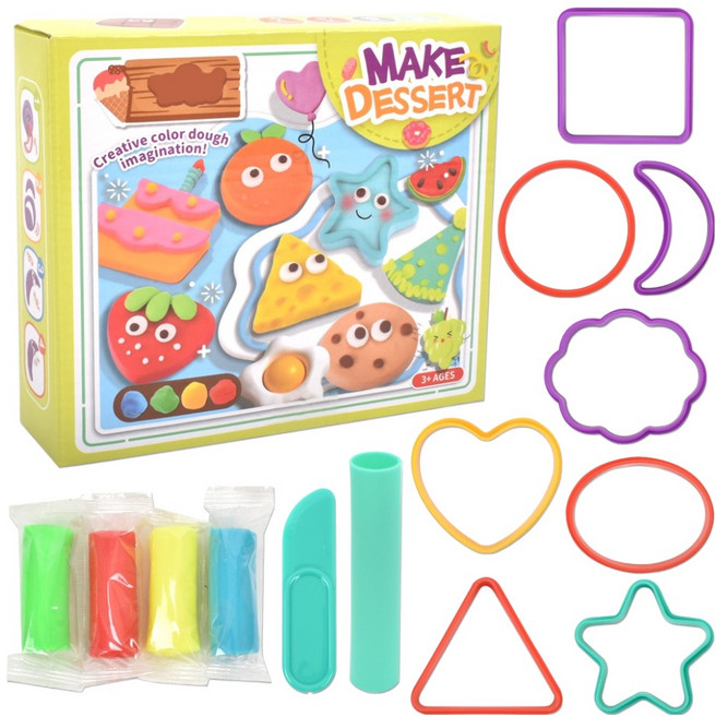 오즈토이 플레이 컬러 도우 클레이 세트, 도형 틀찍기, 200g, 1세트