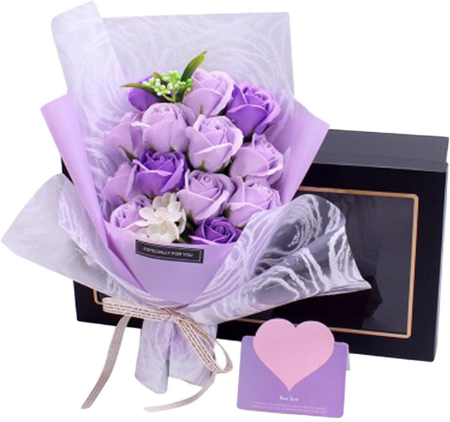 Mass 生活好物 浪漫香氛玫瑰永生花禮盒, 小清新紫色