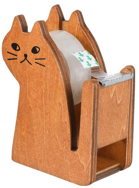 모나코올리브 냥냥 원목 테이프 커터, 1개, 네추럴