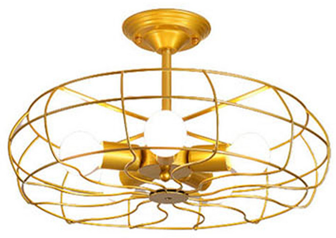 Honey Comb 北歐工業風風扇形半吸頂五燈 KC2213-85 50 x 25cm, 金色