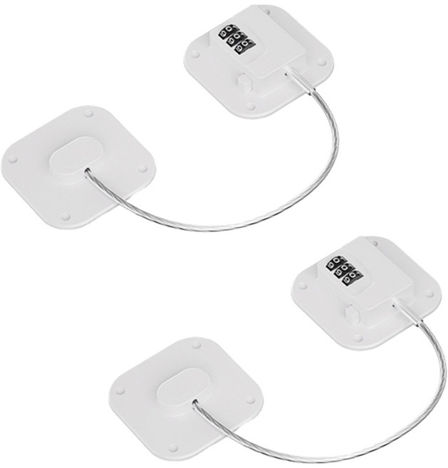 GUNU 냉장고 자물쇠 잠금장치, 화이트, 2개