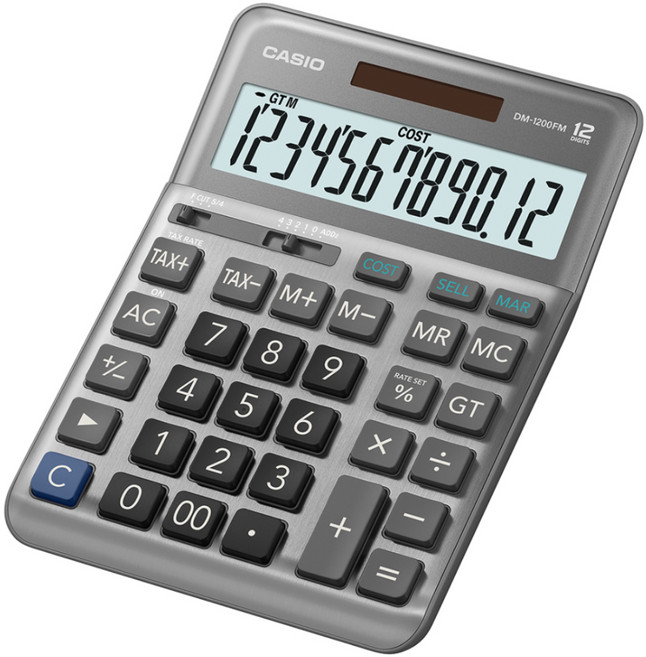 CASIO 卡西歐 辦公用一般計算機 大型 DM-1200FM, 灰色, 1個