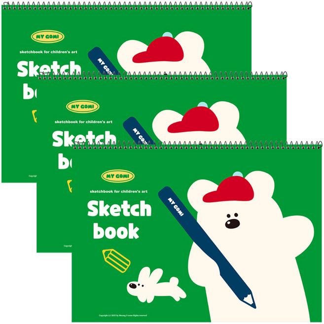 뭉구 두꺼운 마이고미 스케치북 GREEN, 8절, 3개, 30매