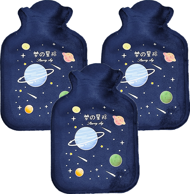 理享家 卡通造型熱水熱敷暖手袋 藏青星際, 3個