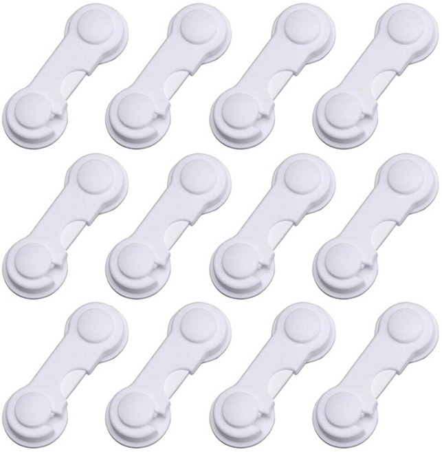 GUNU 여닫이문 서랍 손끼임 방지 잠금장치, 화이트, 12개