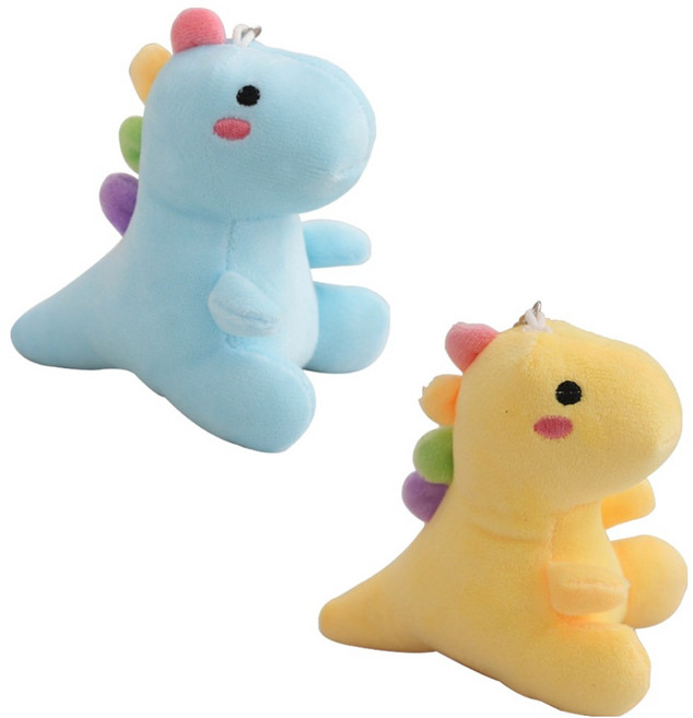 아이끌레 발그레 아기공룡 봉제인형 키링 2종 세트, 12cm, 블루, 옐로우, 1세트
