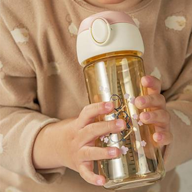 베베픽 유아용 원터치 PPSU 빨대컵, 250ml, 1개, 오목눈이체리블라썸