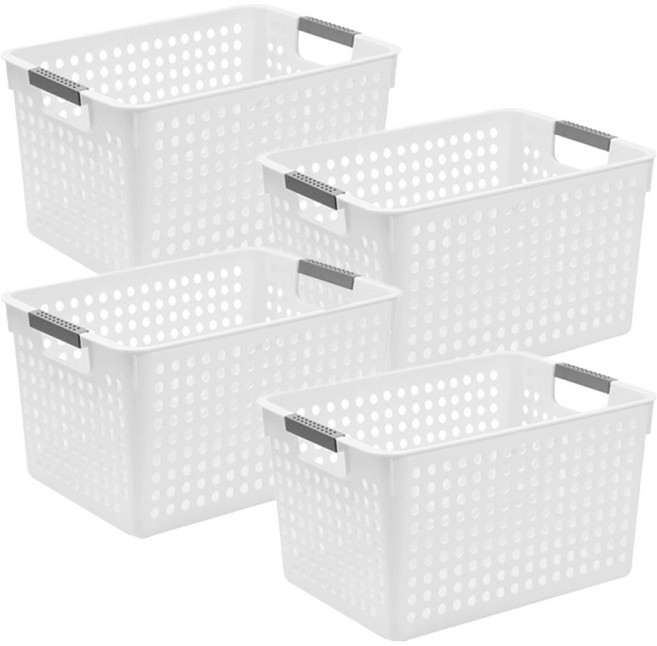 hillo 이지 펜트리 정리 보관 바구니, 화이트, 4개