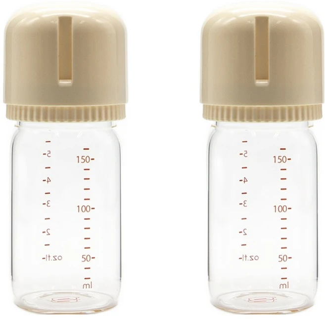 요한손베비스 유아용 안심유리 젖병 트윈팩, 2개, 바닐라, 160ml - 쿠팡