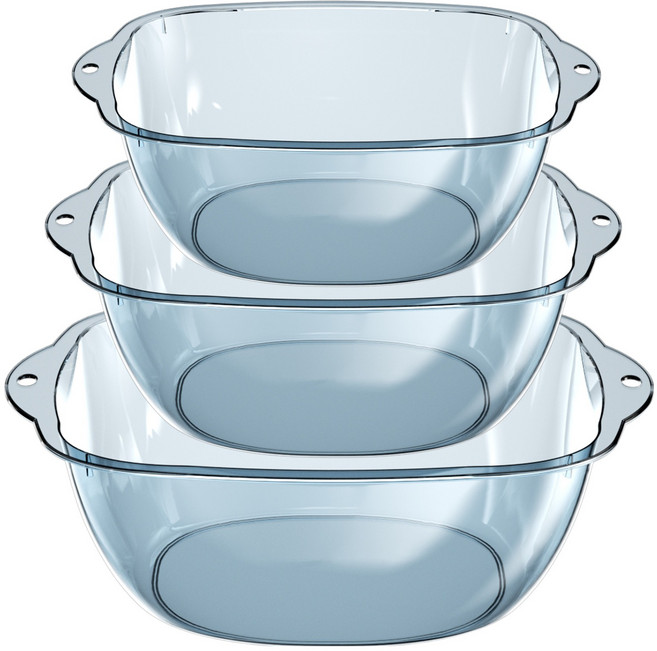 조인메이드 다용도 투명 대야 소형 + 중형 + 대형 세트, 블루, 1세트
