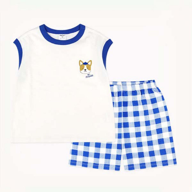 mollimelli friends 兒童格紋柯基無袖居家服上下套裝