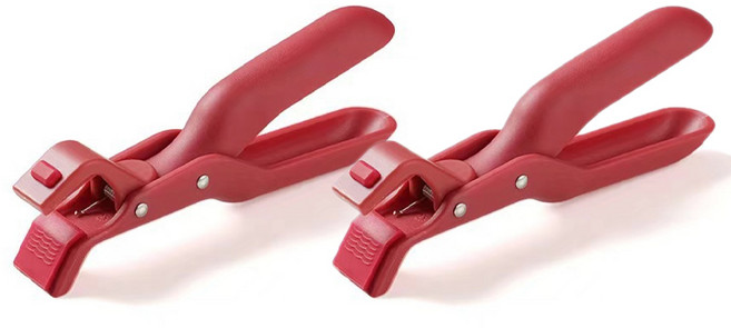 디자브 미끄럼방지 실리콘 주방 그릇 집게 레드, 2개