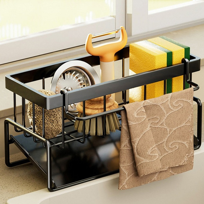 한솔템 물빠짐 수세미 거치대, 1개, 블랙