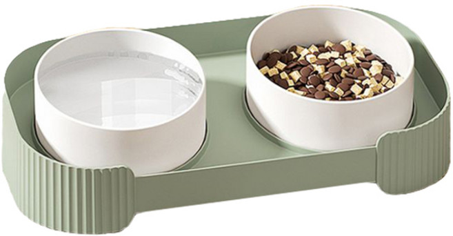 티유 반려동물 테이블 식기 2구 세트, 그린, 1세트