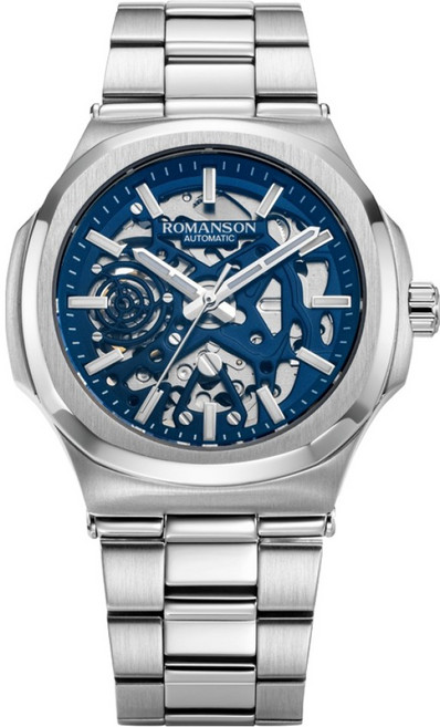 로만손 오디에 옥타고논 오토매틱 스켈레톤 다이얼 메탈 워치 RWTMOM5BS004 + 쇼핑백