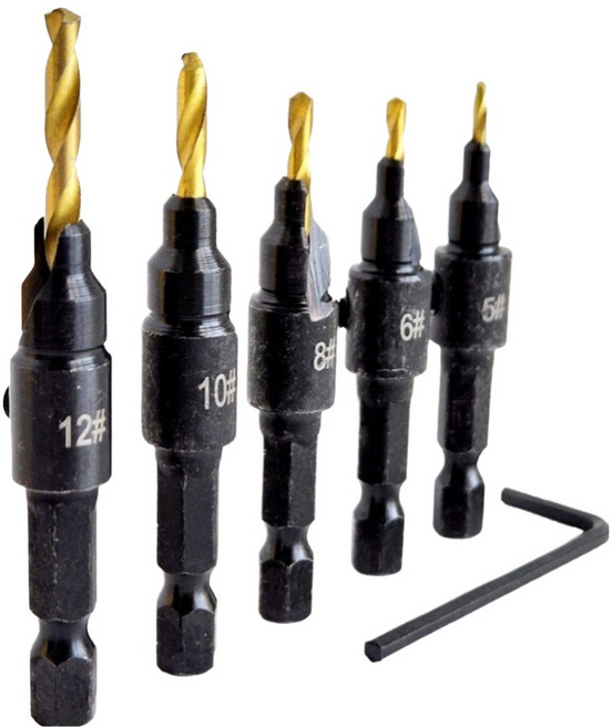 바벨롭 목공용 티타늄 이중드릴 5종 세트, 1세트