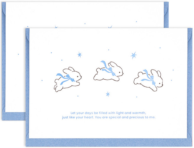 대시앤도트 플러피 러브 레터프레스 메세지 카드 01 딜라잇 버니, 혼합색상, 2개