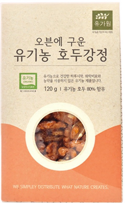 유가원 오븐에 구운 유기농 호두강정, 120g, 1개