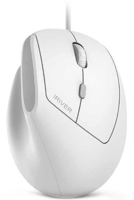 아이리버 항균처리 컴팩트 EV100 인비저블 인체공학 무소음 유선 버티컬 마우스, White