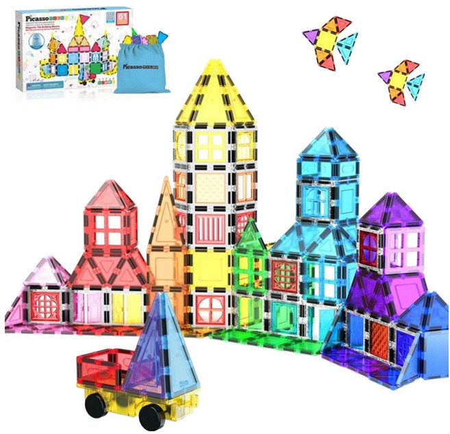 피카소타일즈 피카소타일 마그네틱빌딩타일 캐리백포함 61p 세트, 1세트