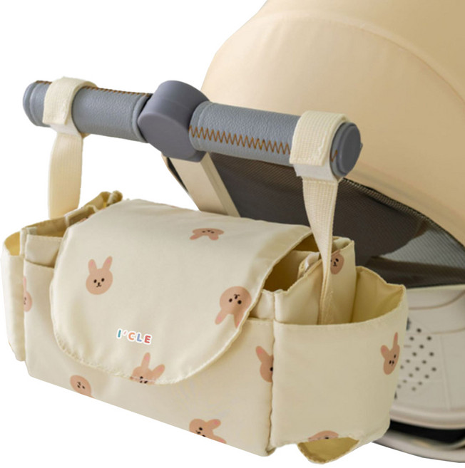 아이끌레 유아용 벨크로 캐릭터 유모차 수납가방, 크림화이트, 1개
