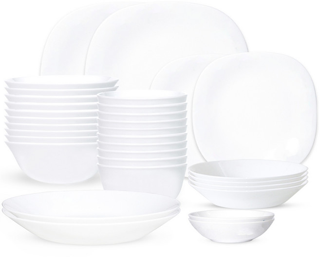 바칠레 리얼 10인 홈 그릇세트 32p, 화이트, 1세트, 밥공기 10p + 대접 10p + 찬기 소 2p + 찬기 중 4p + 찬기 대 2p + 사각소접시 2p + 사각대접시 2p