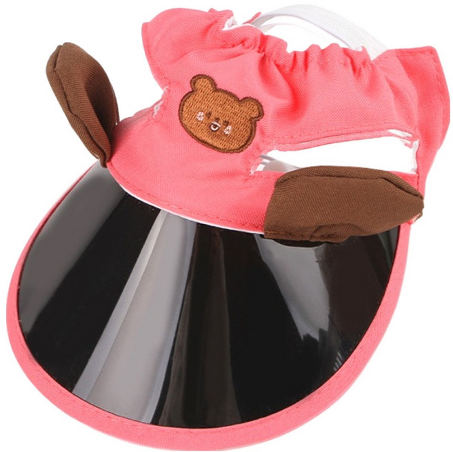 파스텔펫 반려동물 쫑긋 베어 썬캡, 핑크, 1개