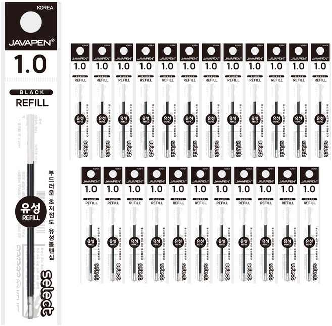 자바펜 셀렉트 유성심 1mm, 검정, 24개