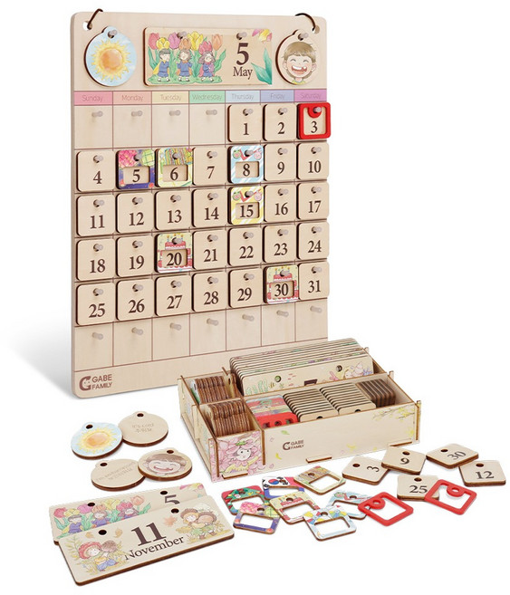 가베가족 몬테소리플러스 메모리얼 만년 달력 79p KS4265, 혼합색상, 1개