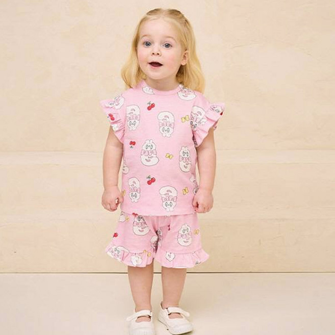 milkmilelolo 女童款Esther Bunny櫻桃Bongbong室內上下套裝