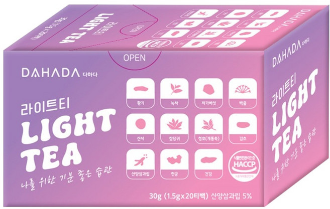다하다 라이트티, 1개, 20개입, 1.5g