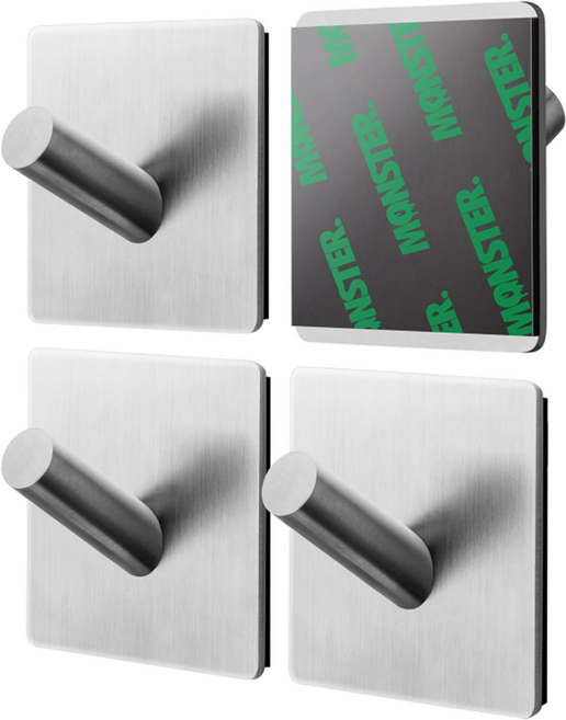 몬스터겔 무타공 후크 4p, 스테인리스, 1개