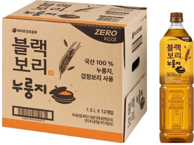 하이트진로 블랙보리 누룽지, 1.5L, 12개