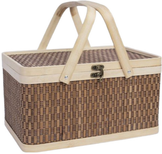 홈담 보냉 대나무 피크닉바구니 대나무, 혼합색상, 1개