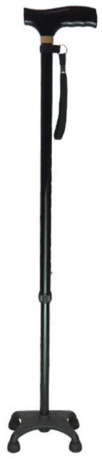 와이스필 노인 보행 보조 4발 고령자 지팡이, 블랙, 1개