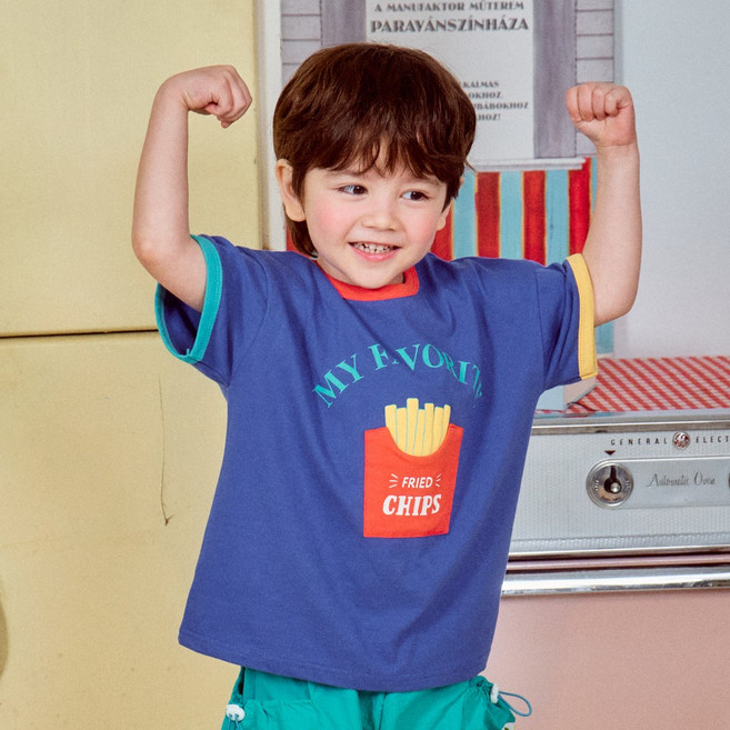 퍼스트블루 아동용 통기성 감자칩 반팔티