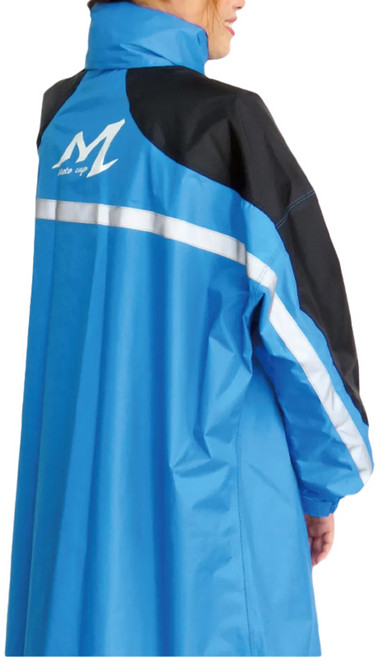 Moto cap 鈦鴻 撞色內斜開一件式連身雨衣 M302, 藍色
