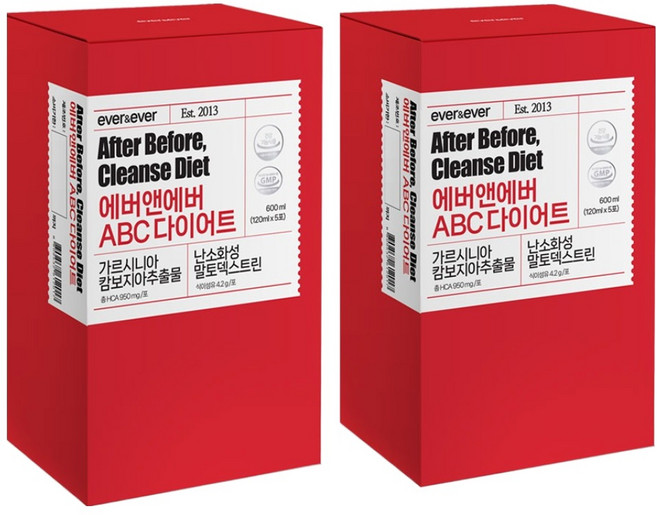 에버앤에버 ABC다이어트 클렌즈 가르시니아 굶지않는 다이어트, 600ml, 2개